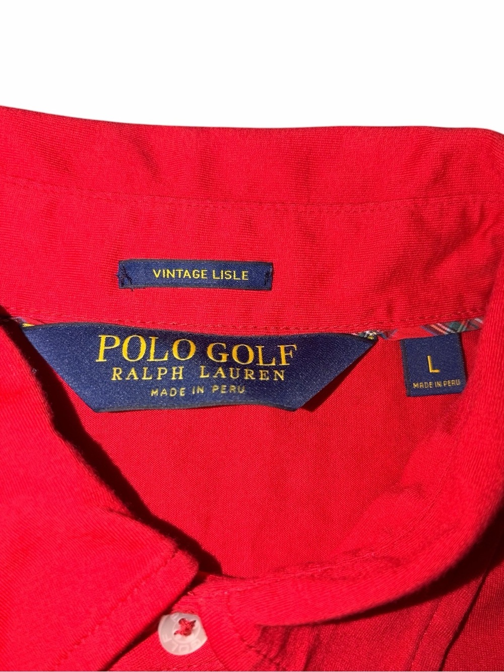 NWOT Polo Golf Ralph Lauren Men’s Golf Shirt Red Navy Large Pima Cotton - Picture 3 of 5